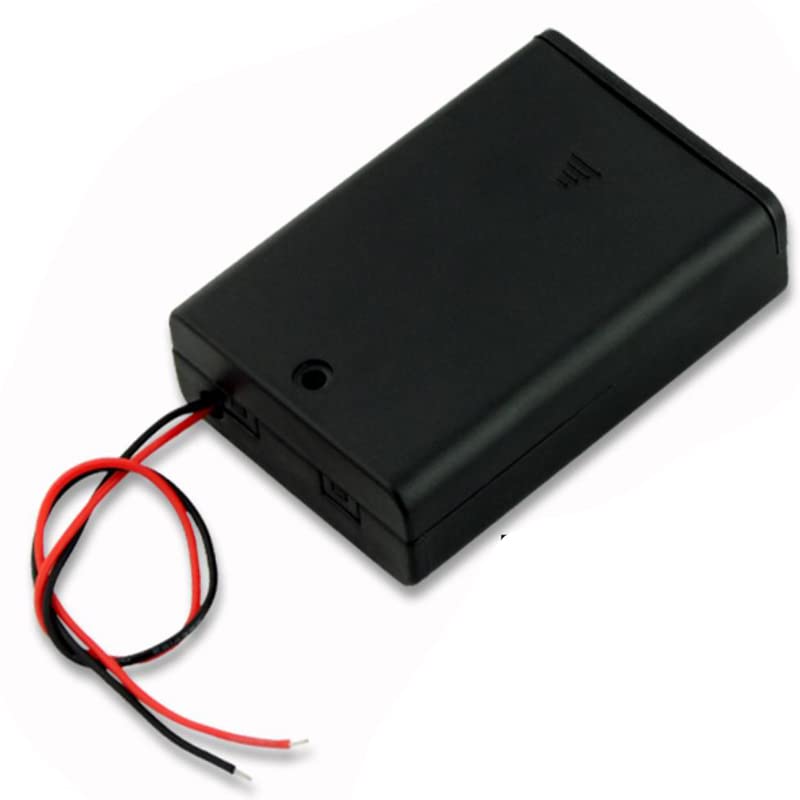 4X AA Battery Holder and Screws, 4 AA Battery Case Holder with Wire Bundle Switch and Cover, 4 x 1.5V AA AA Charging 4 Bay Battery Holder, Parallel Batteries Case