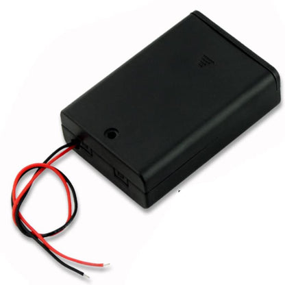 4X AA Battery Holder and Screws, 4 AA Battery Case Holder with Wire Bundle Switch and Cover, 4 x 1.5V AA AA Charging 4 Bay Battery Holder, Parallel Batteries Case