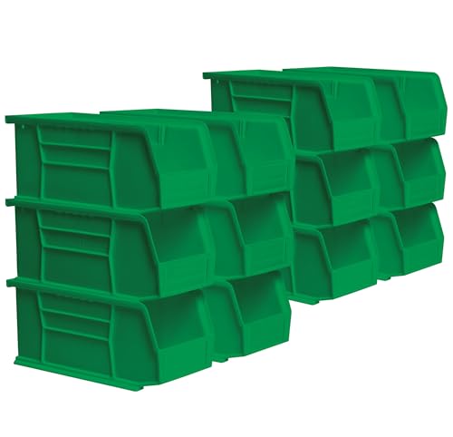 Akro-Mils 30230 AkroBins Plastic Hanging Stackable Storage Organizer Bin, 11-Inch x 5-Inch x 5-Inch, Green, 12-Pack - color: Green