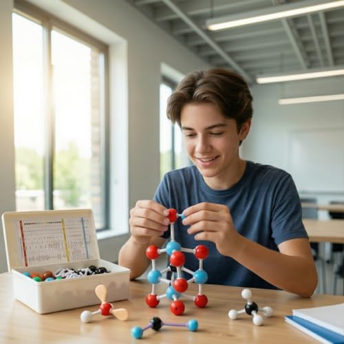 SOUJOY 444 Pcs Chemistry Molecular Model for Building Organic and Inorganic Structures, 3D Visual Science Learning Set with Atoms Bonds, Links and Short Link Remover Tool for Students, Teachers