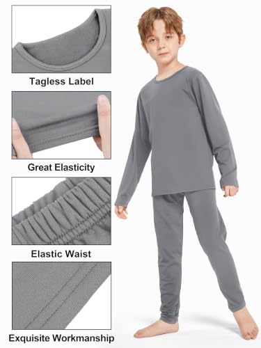 Resinta Kids Boys Thermal Underwear Set - Fleece Lined Base Layers Top & Bottom Toddler Long Johns for Cold Winter - color: Black, Dark Grey, Light Grey, size: 4T