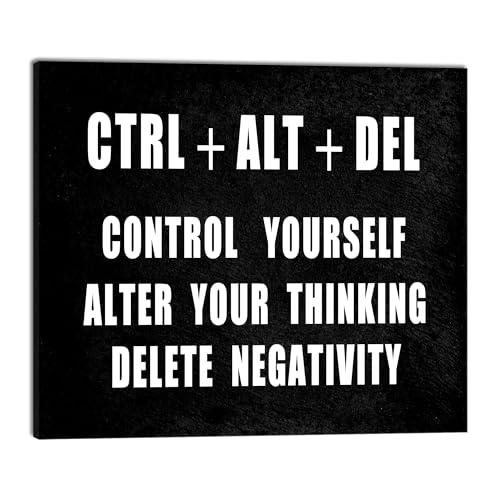 Pyradecor Motivational CTRL+ALT+DEL Classroom Positive Quotes Inspirational Poster Canvas Prints Wall Art for Office Living Room Home Decorations - color: CTRL+ALT+DEL, size: 24"L x 20"W