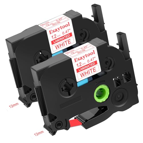 2 Pack Compatible with P-Touch TZe-232 AZE-232 TZ-232 Red on White 12mm 0.47'' Laminated Label Tape Replacement for Ptouch PT-H100 PT-D200 D210 D400 PT-P700 PT-1000 PT-2030 Label Maker - color: Red on White, size: 12mm
