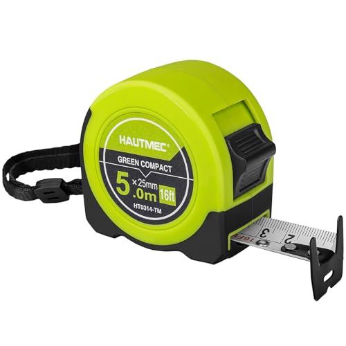 HAUTMEC Tape Measure 16ft with Fractions 1/8 – Dual Scale Metric & Imperial Measuring Tape Retractable – Compact Economical for Home DIY Renovations Crafting Quick Fixes HT0314-TM - color: 16ft