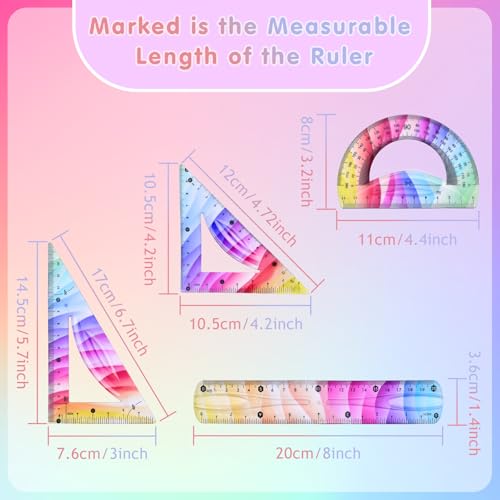 4 Pcs Flexible Rulers Set, Geometry Kit, Bendable Rulers (8 Inch)