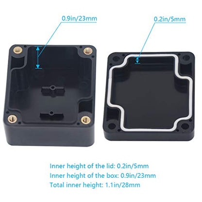 Junction Box, Zulkit Project Box IP65 Waterproof Outdoor Box ABS Plastic Electrical Boxes Electronic Enclosure Black 2.48 x 2.28 x 1.38 inch (63 x 58 x 35mm) - size: 2.48" x 2.28'' x 1.38''(Pack of 1)