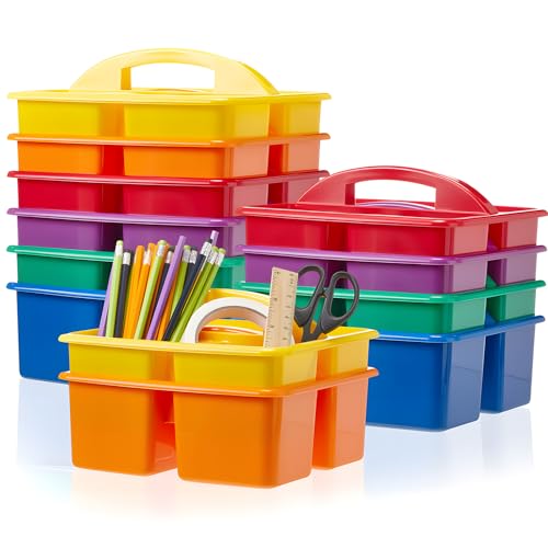 Threehoney 12 Pack Classroom Caddy 3 Compartment with Handle, Multicolor - color: Multicolor