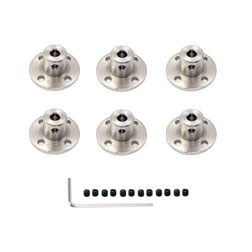 6 Pcs 4mm Rigid Flange Couplings,Rigid Guide Steel Model Coupler Accessory with Hex Wrench and Locking Screws for Various DIY Project RC Model Motors - size: 4mm