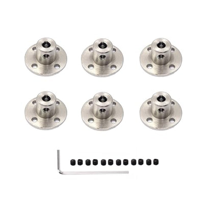 6 Pcs 4mm Rigid Flange Couplings,Rigid Guide Steel Model Coupler Accessory with Hex Wrench and Locking Screws for Various DIY Project RC Model Motors - size: 4mm