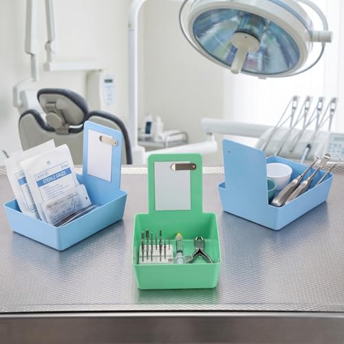 Tioncy 14 Pack Dental Lab Pans, Medium with Steel Clip, Green, Blue - color: Green, Blue