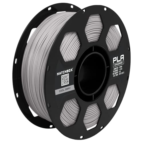 HATCHBOX 1.75mm Cool Gray PLA 3D Printer Filament, 1 KG Spool, Dimensional Accuracy +/- 0.03 mm, 3D Printing Filament - color: Cool Gray