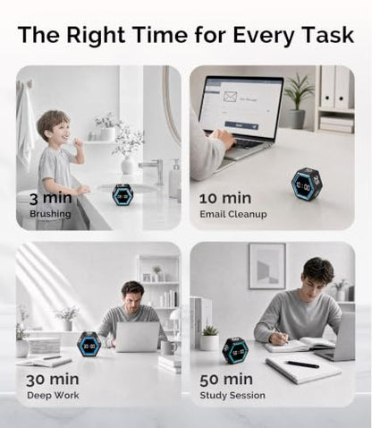 KADAMS Pomodoro Timer Cube, Visual Timer for Kids, Productivity Desk Timer - color: Black