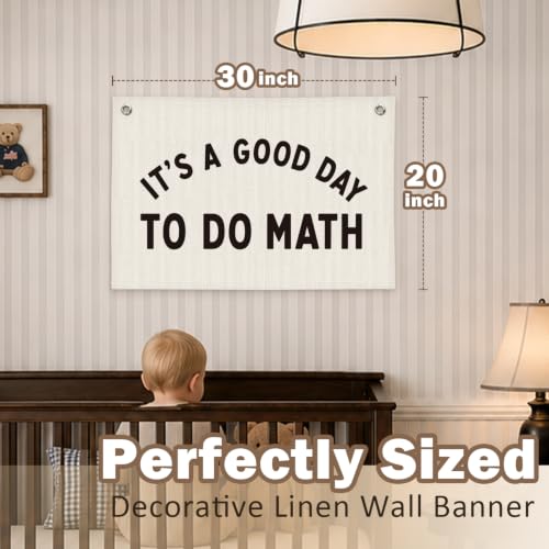 Math Classroom Decor Canvas Wall Hanging Banner - color: 04-Good Day to Do Math - Black and White