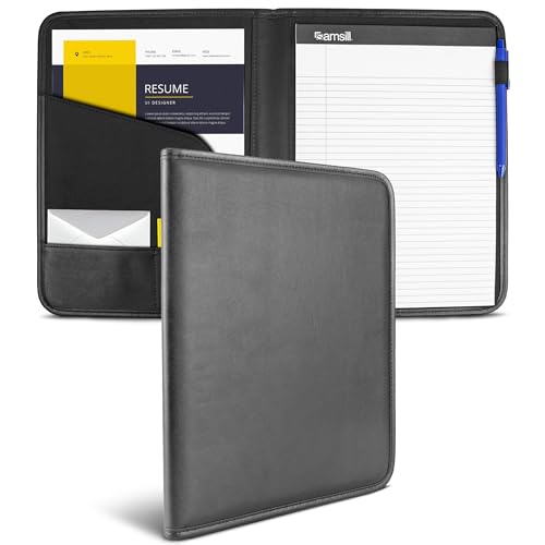 Samsill Professional Padfolio - Faux Leather Portfolio Folder for Men and Women, Leather Padfolio with 8.5 x 11 Writing Pad, Resume Portfolio Folder, Functional Business Portfolio for Meetings and Interviews, Black - size: Letter - 8.5 x 11 inches, style: