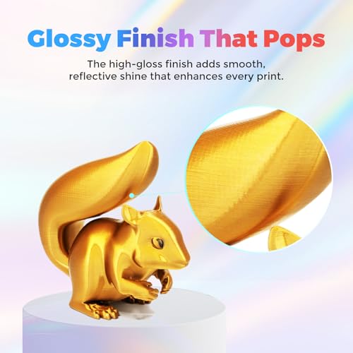 Flashforge 3D Printer Filament Silk PLA 1.75mm 1kg Spool-Dimensional Accuracy +/- 0.02mm (Gold) - color: Gold