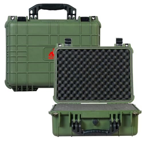 Jack Boss Waterproof Hard Camera Case with Foam,16x12.8x6.8 Inch,Green - color: Green, size: 16x12.8x6.8 in