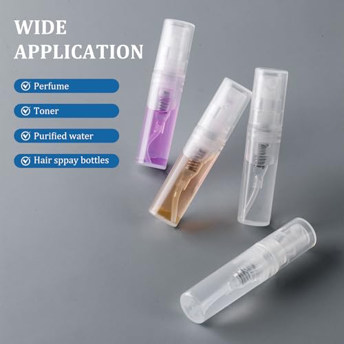 Chiallco Mini Perfume Sample Bottles, 2 ml Plastic Small Spray Bottle 10 Pack, Fine Mist, Portable Perfume Travel Refillable Bottle, Upgraded atomizer sprayer, Clear - style: 2ML