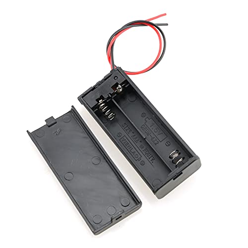 E-outstanding AAA Battery Case 5PCS 2 x 1.5V AAA Battery Case Holder,2 Slots x 1.5V AAA Battery Spring Clip Storage Box with ON/Off Switch and Wire Leads