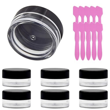 50 Pcs Makeup Sample Containers 3g/5g Sample Containers with Lids Tiny Sample Jars for Skincare Cream Lotion Jewelry Beads DIY Crafts Travel (FZG/3g/Hei) - color: black, size: 3g