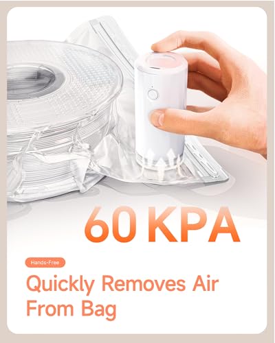 Filament Storage Bags with Auto Pump - Upgraded 20 Extra Large Filament Bags (14.9 * 13 inch) Plus 20 Desiccants and 5 Clips - Extra Large Filament Vacuum Bags Designed for 1KG Reusable Spool