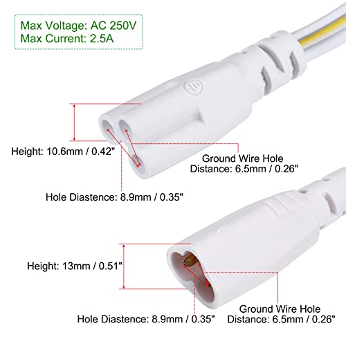MECCANIXITY T5 T8 LED Tube Connector Cable 30CM Male to Female Double End Extension Cord for LED Integrated Light Tube, Pack of 6