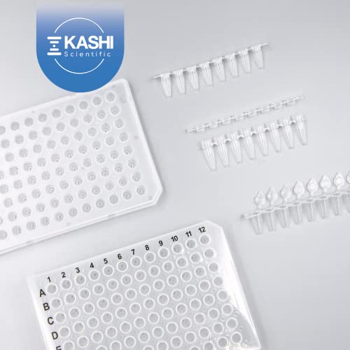 Kashi Scientific PCR 8-Tube Strip, Clear Polypropylene with Flat Caps - 125 Strips/Box (.1mL, Separate Cap) - size: .1mL, style: Separate Flat Cap