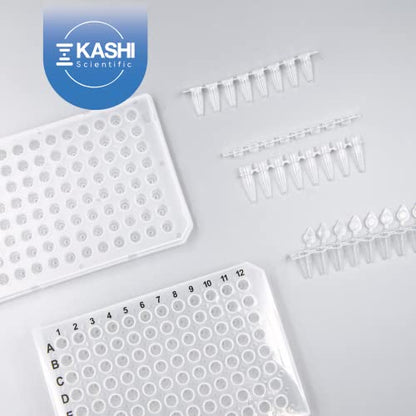 Kashi Scientific PCR 8-Tube Strip, Clear Polypropylene with Flat Caps - 125 Strips/Box (.1mL, Separate Cap) - size: .1mL, style: Separate Flat Cap