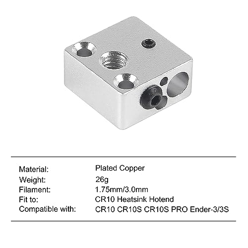 8pcs Updated High Temperature CR-10 Plated Copper Heater Block Aluminum Heater Block for MK8 Extruder All Metal Hotend Ender 3 V2 Ender 3 Pro Ender 5 Pro CR10 S4 S5 3D Printer Extruder
