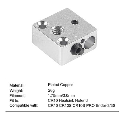 8pcs Updated High Temperature CR-10 Plated Copper Heater Block Aluminum Heater Block for MK8 Extruder All Metal Hotend Ender 3 V2 Ender 3 Pro Ender 5 Pro CR10 S4 S5 3D Printer Extruder