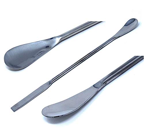A2Z-SQSP9-4 Stainless Steel Double Ended Micro Lab Spatula Sampler, Square & Flat Spoon End, 9" Length, 4/Pack