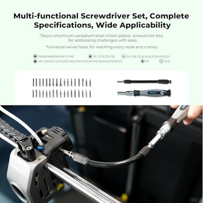 Creality 3D Printer Tool Kit, 74Pcs 3D Printing Tool Wrap Kit Assembly/Removal/Filament Cutting Set 3D Printer Accessories for All FDM Printers Cleaning Finishing Printing - color: 3D Printer Tool Kit