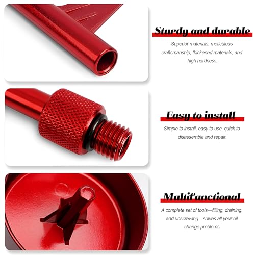 4PCS/Set Car Transmission Fill Tool, Vehicle Transmission Fluid Oil Filling Adapter Kit, Automotive Oil Change Tool Accessories, Compatible with 725.0 9G-Tronic 9-Speed (Red) - color: Red