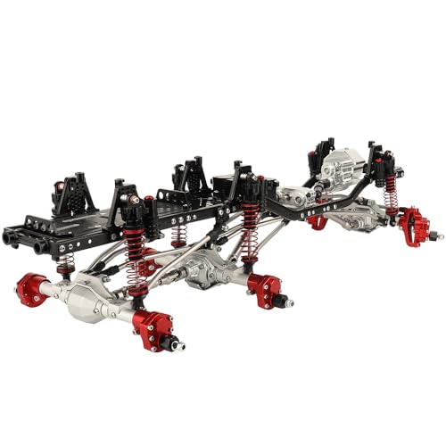 Metal 6x6 RC Car Chassis Frame with Front Middle Rear Axles Prefixal Gearbox for Axial SCX10 II 90046 90047 1/10 RC Crawler Car Parts,Thickened Battery Tray (Silver)