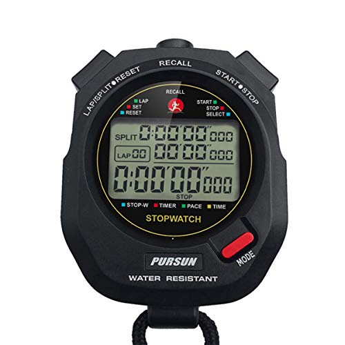 Sport Stopwatch Timer with 100X2laps Split Memory/0.001second Timing,Professional Recall Stop Watch Large Display Alarm Clock Multifunctional for Coach Referee Swimming Running Marathon Competition - color: 100 Lap-black