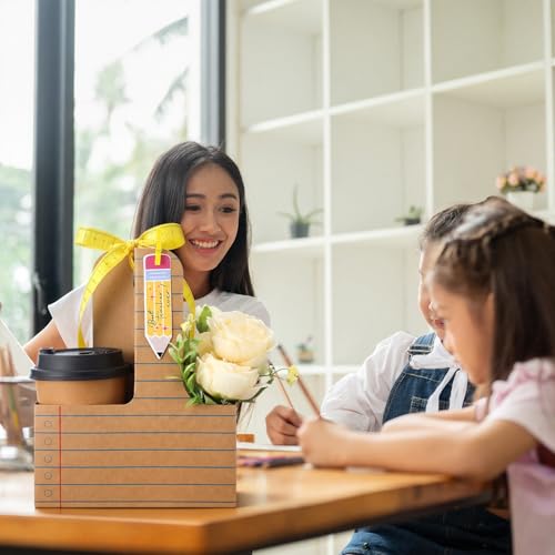 Reallnaive 12 Set Back to School Gifts 2 Cup Drink Carrier,Kraft Line - style: Kraft Line