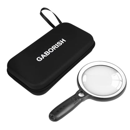 Large Magnifying Glass with 37 LED Light and Case, 10X 20X 45X Handheld - color: White & Black, size: Magnifier with Light (With Case)