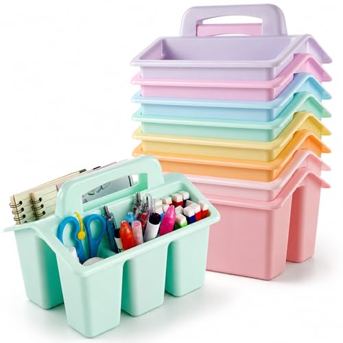 gisgfim 8 Pack Pastel Classroom Caddy Table Organizer with Handle - color: Pastel