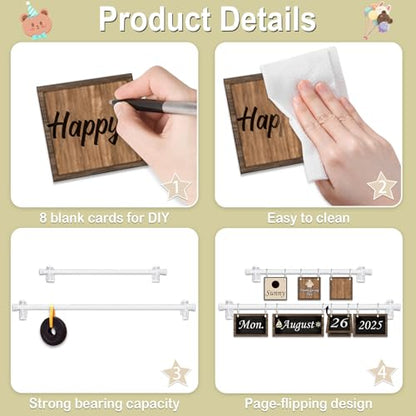 96 Cards Classroom Bulletin Board Decorations Set for Teachers,Flip Calendar with Holder for Classroom,Adjustable Calendar,Preschool Elementary Home Decor Supplies（Wood Grain,Industrial Chic） - style: Industrial Chic