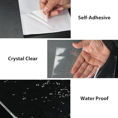 TOTiyea 50 Pack Clear Adhesive Pockets for Index Card 5" x 8" Top Loading - size: 5'' x 8'', style: 50 Pack