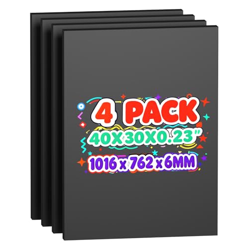 4 Pack Foam Board 30"x40", 0.23 Inch Thickness Poster Board, Black - color: Black, size: 30X40