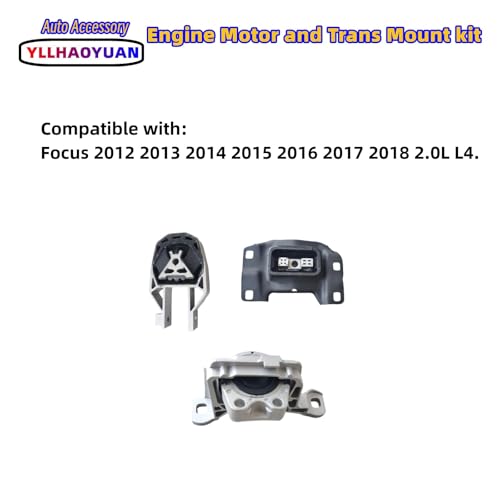 Yllhaoyuan Set of 3 Complete Engine & Transmission Mounts - size: Focus 2012-2018 2.0L L4