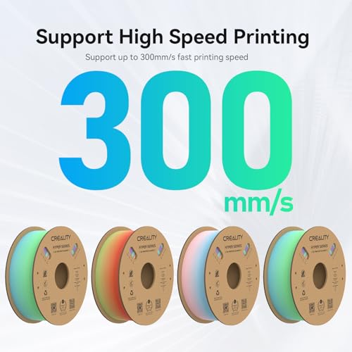 Creality Hyper PLA Filament 1.75mm, 30-300mm/s High Speed 3D Printer Filament, Dimensional Accuracy +/-0.02mm, Fit Most FDM 3D Printers, 4 Pack 1kg Spool(2.2lbs), Rainbow - color: Rainbow