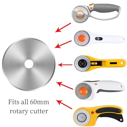 AMASEWART 60mm Rotary Cutter Blades Fits Fiskars Olfa, Replacement Rotary Blade for Fabric, Quilting, Sewing and Arts & Crafts, Pack of 10 - size: 60mm