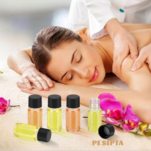 Lemonroad 200 Pcs 10 ml Plastic Vials with Screw Caps and Plastic Stoppers - color: Black