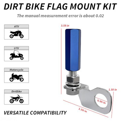 2PCS Dirt Bike Flag Mount, Motorcycle Motocross Dune Flag, Motorcycle Flag Mount, 22.5mm Rear Axle Mounting Holder Set for Quick Install 1/4" Whip Flag Pole-Blue