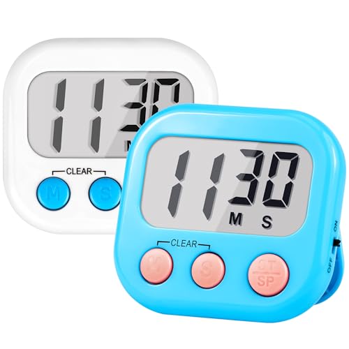 Timer for Kids Digital Kitchen Timers for Cooking- 2 Pack Blue White - color: Blue White