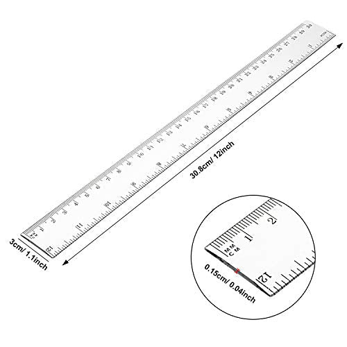 Eboot 50 Pack 12 in Clear Plastic Rulers Bulk for Classroom, School, Office - color: Clear
