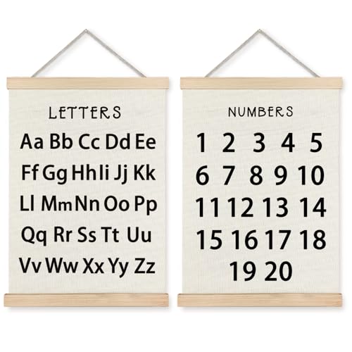 Supwhd Classroom Wall Decor, Numbers and Alphabet Educational Wall Art Poster, Alphabet ABC Numbers from 1 to 20 Poster Wall Decor for Toddler Kids Room Playroom Classroom, 12x16 Set of 2（Black） - color: ABC123-Black, size: 12 x 16 inches