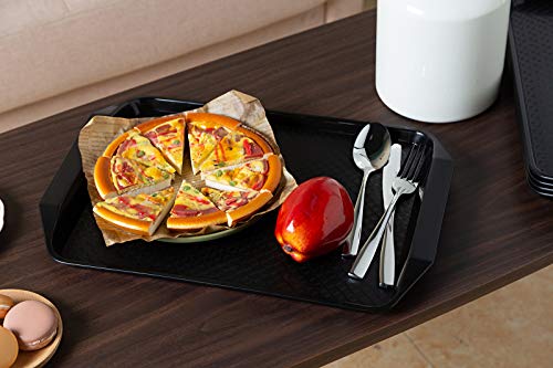 Aebeky Plastic Fast Food Tray,16.7 by 11.8-Inch,Set of 12 (Black) - color: Black