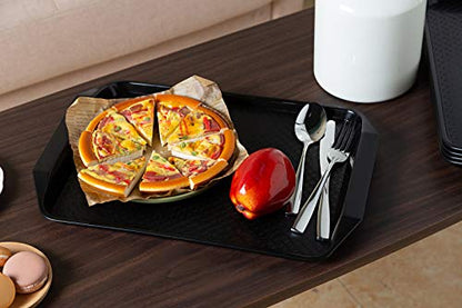 Aebeky Plastic Fast Food Tray,16.7 by 11.8-Inch,Set of 12 (Black) - color: Black